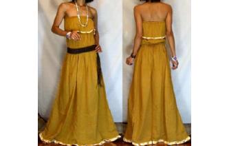 LONG STRAPLESS RUFFLED CROCHET MAXI SUN DRESS O67 Image