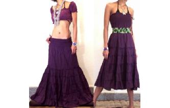 BOHO GYPSY STRAPLESS HIPPIE PARTY DRESS SKIRT O8 Image