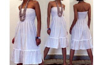 BOHO STRAPLESS TUBE LACE HIPPIE DAY SUN DRESS O9 Image