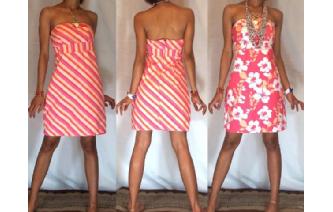 Vtg 80's PINK PEACH STRAPLESS PARTY DAY DRESS O17 Image