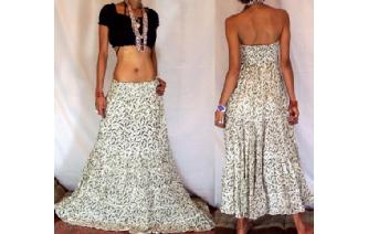 BOHO GYPSY STRAPLESS HIPPIE PARTY DRESS SKIRT O19 Image