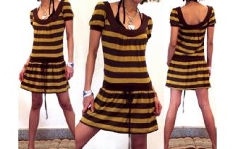 NEW SEXY BOHO HIPPIE VINTAGE STRIPED MINI DRESS U2 Image