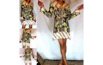 Vtg 50's ELEGANT BELL RUFFLED BEADED MINI DRESS U7 Image