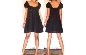 Vtg 50's BABY DOLL PUFF SLV SHIFT SMOCK DRESS U19 Image