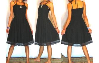 Vtg 50's BLACK EMBROIDER ROCKABILLY DOLL DRESS U23 Image