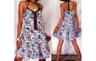 ETHNIC PSYCHEDELIC PAISLEY BUST MINI DRESS 12 U29 Image