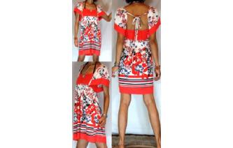 Vtg PSYCHEDELIC BUTTERFLIES SLV TRAPEZ DRESS U32 Image