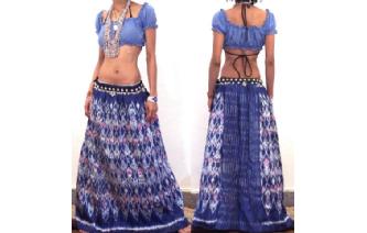 ETH VTG HAND WOVEN SILK BOHO GYPSY HIPPIE SKIRT J2 Image