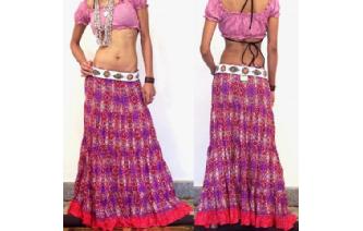 ETHNIC COTTON GAUZE BOHO HIPPIE GYPSY SKIRT J14 Image
