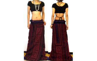 ETHNIC VTG HEMP EMBROIDERY PANELE HIPPIE SKIRT Y25 Image