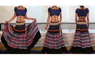 ETH VTG BELLY DANCE HEMP WRAP HIPPIE MAXI SKIRT Image
