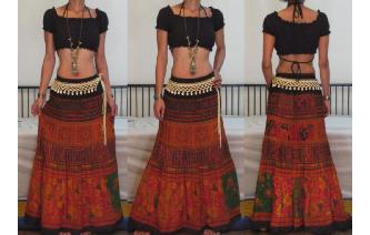 GYPSY BOHEMIAN VTG ETHNIC EMBRO PATCH HIPPIE SKIRT Image