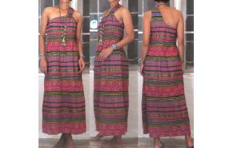 ETHNIC VINTAGE ONE SHOULDER EMBROIDERED MAXI DRESS Image