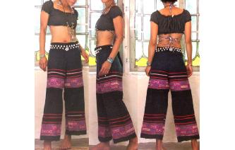 ETHNIC VTG COTTON HEMP TRIBAL EMBROIDERED TROUSER Image