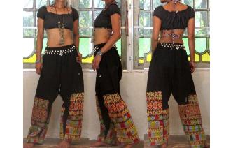 ETHNIC VTG TRIBAL HIPPIE EMBROIDERED PANT TROSERS Image