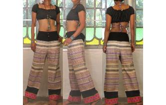 ETHNIC VTG HEMP TRUBAL EMBROIDERED PANTS TROUSERS Image