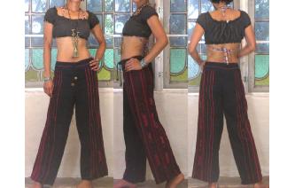 VTG ETHNIC HIPPIE EMBROIDERED PANTS TROUSERS BOHO Image