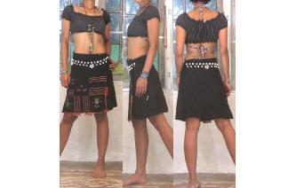 ETHNIC VTG EMBROIDER HIPPIE WRAP TROBAL MINI SKIRT Image