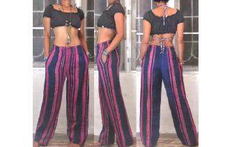 VTG ETHNIC HIPPIE hand EMBROIDERED PANTS TROUSERS Image
