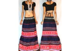 ETHNIC VTG BATIK COTTONEMBROIDERED PATCH SKIRT Y15 Image