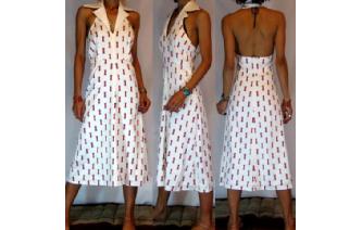 VTG SEXY HALTER COLLAR OPEN BACK EMPIRE DRESS V1 Image