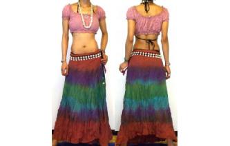 ETHNIC GYPSY BOHO TIEDYE WRAP HIPPIE SKIRT DY9 Image
