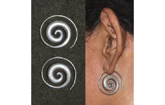 CHUNKY HAND MADE SPIRAL 97.5% SILVER EARRINGS E5 Image