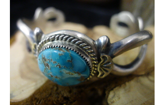 Pawn sterling silver bracelet w/turquoise stones Image
