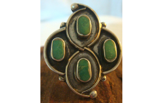 Genuine Old Pawn Turquoise & Sterling Silver Ring Image