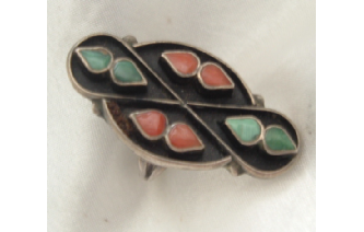 Vtg Zuni Native American Sterling 4 Turquoise RING Image