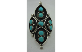 Awesome Native American Sterling & Turquoise Ring Image