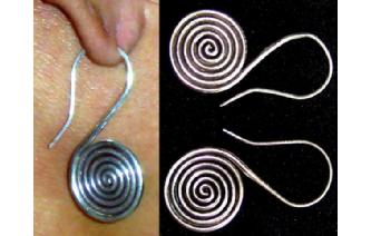 HAND MADE SPIRAL 97.5% SILVER HOOKS EARRINGS E2 Image