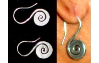 HAND MADE SPIRAL 97.5% SILVER HOOKS EARRINGS E6 Image