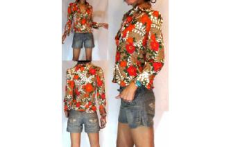 HIPPIE Vtg 70's SKINNY PSYCHEDELIC INDIE SHIRT BL1 Image