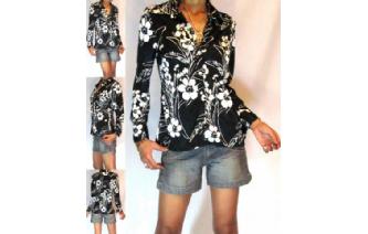 HIPPIE Vtg 70's SKINNY BLACK WHITE INDIE SHIRT BL8 Image