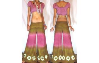BOHO 70s FLARED HIPSTERS HIPPIE PANTS TROUSERS FP2 Image