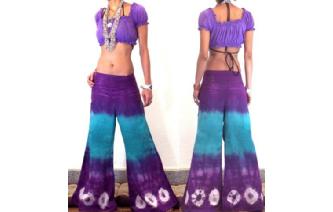 BOHO 70s FLARED HIPSTERS HIPPY PANTS TROUSERS FP15 Image