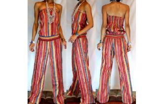 ETHNIC NEW STRIPED STRAPLESS JUMPSUIT PLAYSUIT JS1 Image