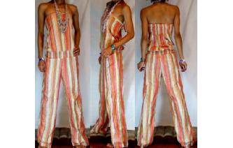 ETHNIC NEW STRIPED STRAPLESS JUMPSUIT PLAYSUIT JS3 Image