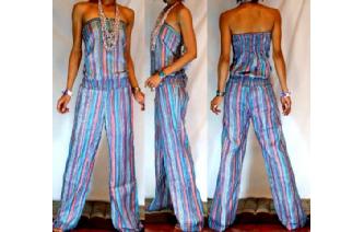 ETHNIC NEW STRIPED STRAPLESS JUMPSUIT PLAYSUIT JS4 Image