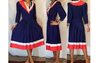 Vtg 80's MARY-MARTIN FLORIDA DRAPED GODDESS DRESS Image