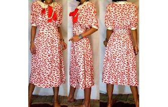 Vtg Christian Diro COORDONNES LINEN PARIS DRESS Image