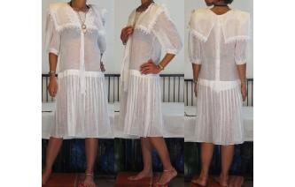 VINTAGE 80'S GUNNE SAX EDWARDIAN SHEER WHITE DRESS Image