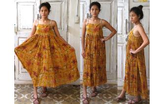 ETHNIC VTG INDIAN COTTON GAUZE BOHEMIAN MAXI DRESS Image