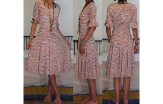 vintage geomatric raffle sleeve day tea dress Image