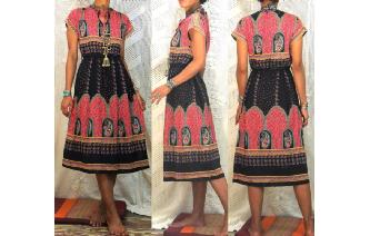 vintage 80's paisley drape sleeve day tea dress Image