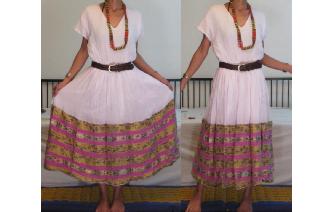 vintage Indian cotton gauze boho day tea dress Image