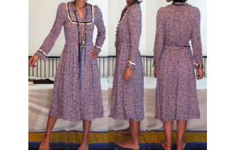 Vintage 80's long sleeve florals lace day dresss Image