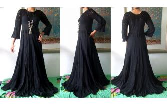VINTAGE HIPPIE GAUZE CROCHET SHEER MAXI DRESS Image