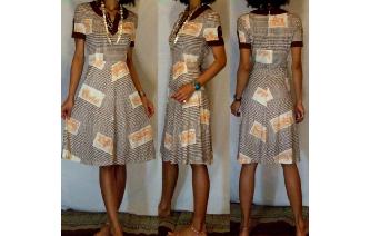 VINTAGE 70'S HORSE RIDING MOD HIPPIE A LINE DRESS Image